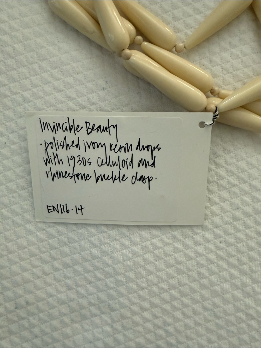 Ivory Beaded Drop Necklace -